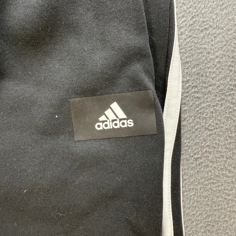 Adidas Jogger Sweatpants Tapered Fit XL Black‎ White 3-Stripe Fleece Activewear